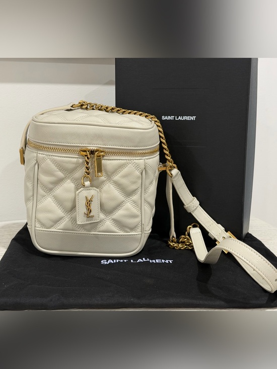 Saint Laurent Handbags - Saint Laurent Cream Quilted Crossbody Camera Bag with Gold Hardware